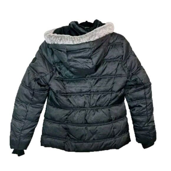 NWT SAGE Collective Youth Girls Faux Fur Hooded Puffer Jacket Coat Black Size L - Picture 8 of 10